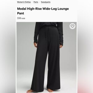 Lululemon modal High-Rise Wide-Leg Lounge Pant size 6 like new